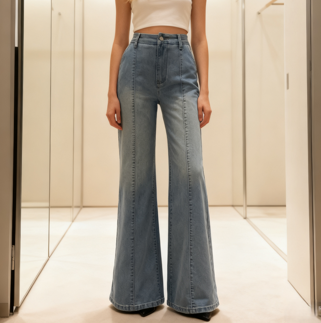 High Waist Seamed Flare Leg Jeans - view 1