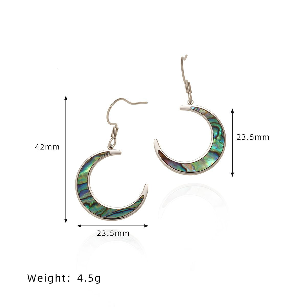 Shell Inlay Crescent Moon Jewelry Set - Earrings