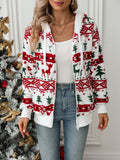 Nordic Print Plush Zip Up Jacket - White