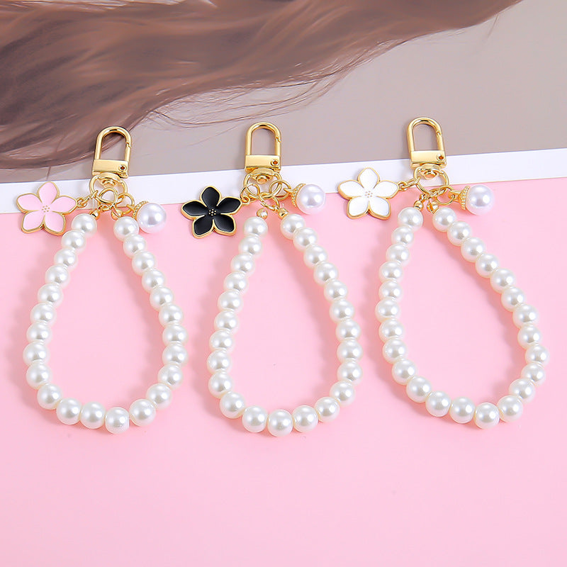 Cherry Blossom Pearl Bead Keychain