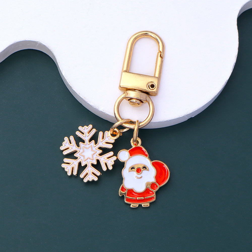 Holiday Snowflake Santa Charm Keychain - Color_01