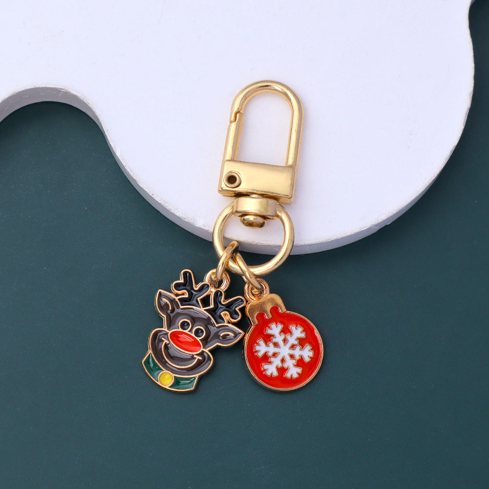 Holiday Snowflake Santa Charm Keychain - Color_04