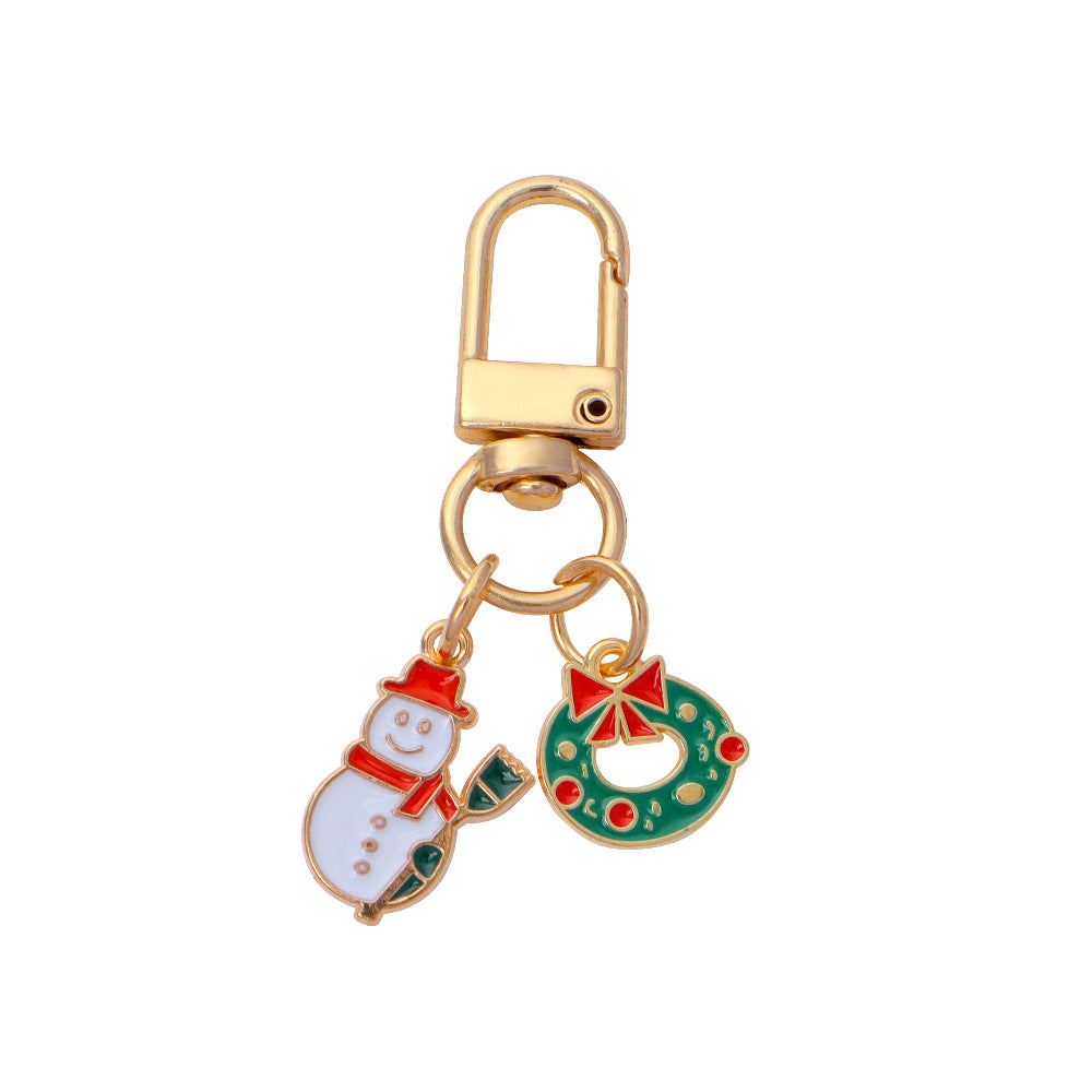 Holiday Snowflake Santa Charm Keychain