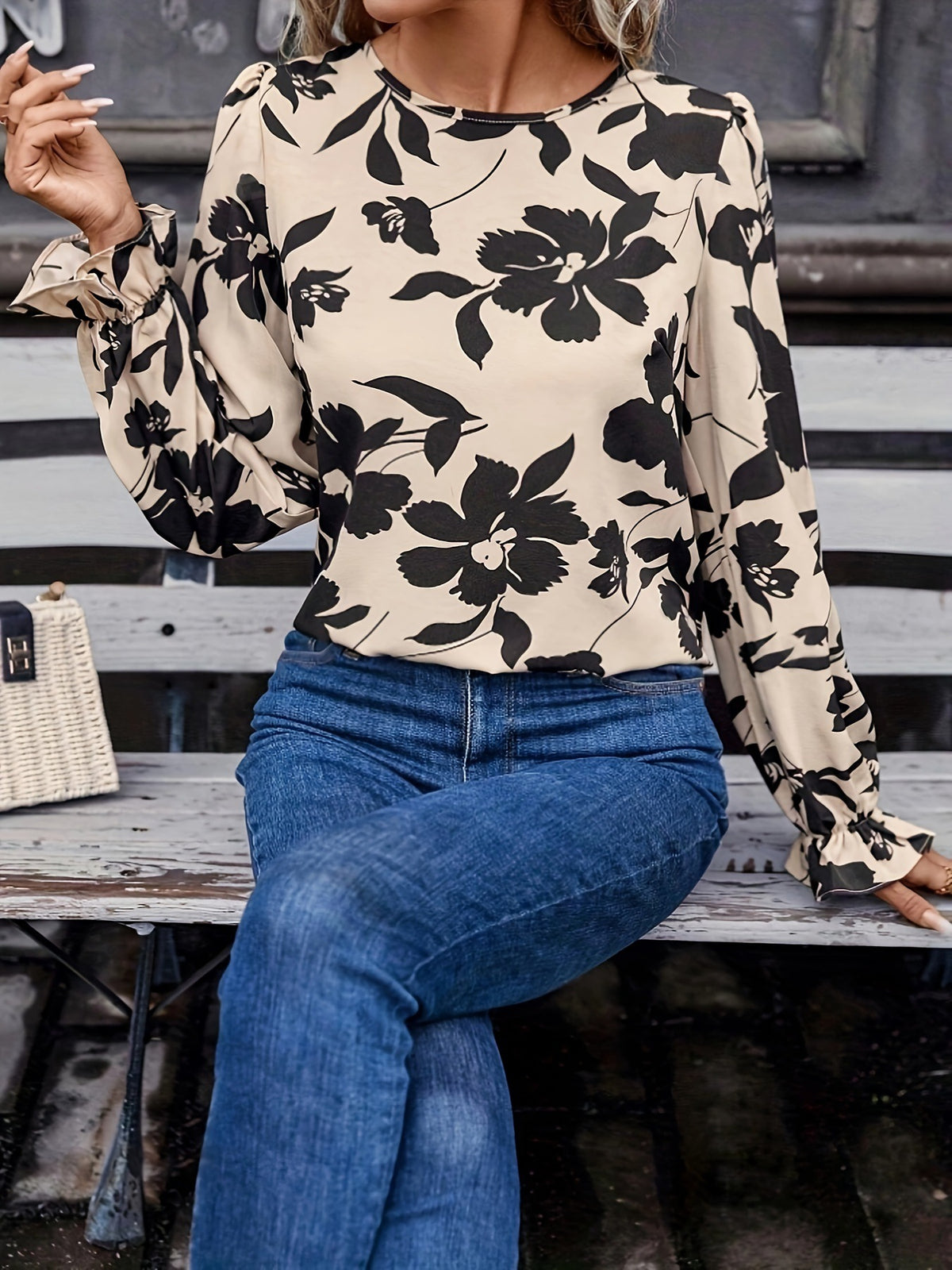 Bold Floral Print Open Back Shirt - view 2