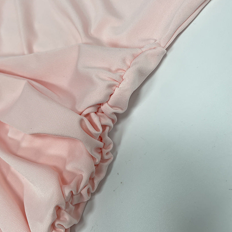 High Neck Ruched Knot Sleeveless Maxi Dress - Pink - 6
