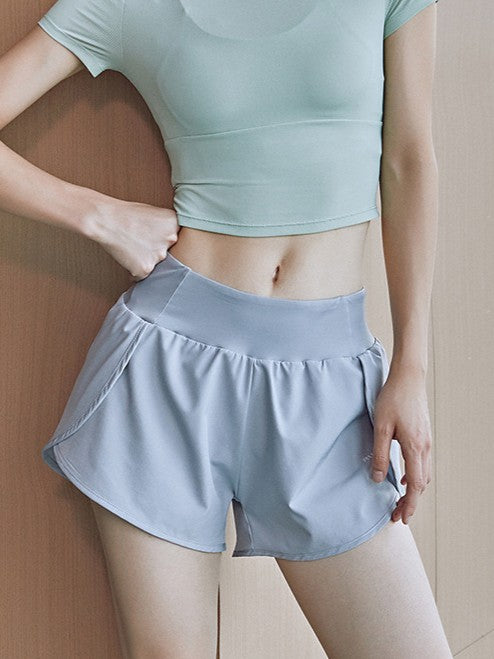 Petal Hem Running Shorts with Inner Liner - Grey - 1