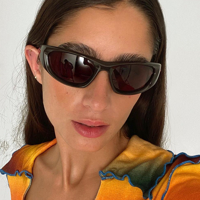 Wraparound Sport Shield Y2K Sunglasses - Black