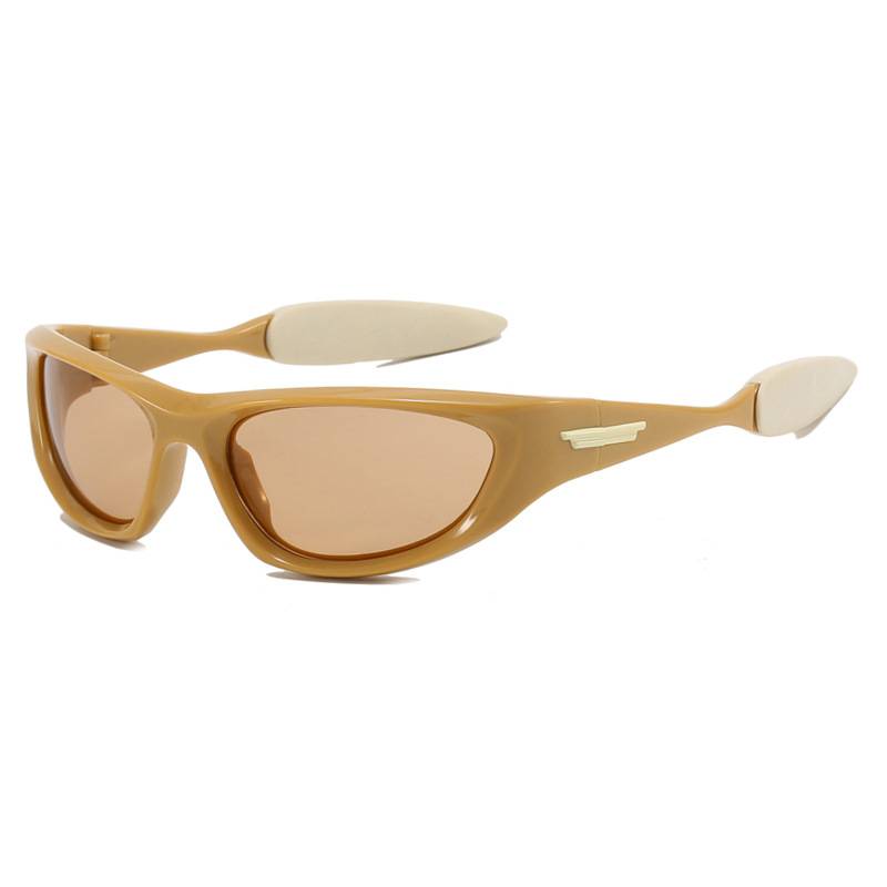Wraparound Sport Shield Y2K Sunglasses - Brown