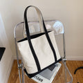 Canvas Boat Tote Bag with Contrast Trim - Black