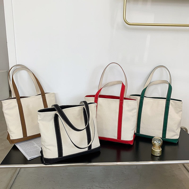 Canvas Boat Tote Bag with Contrast Trim
