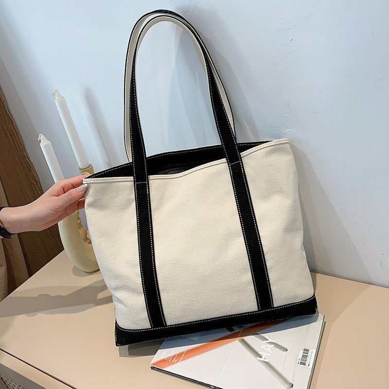 Canvas Boat Tote Bag with Contrast Trim