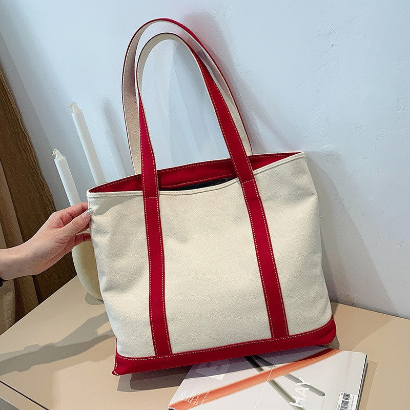 Canvas Boat Tote Bag with Contrast Trim