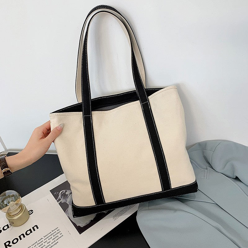 Canvas Boat Tote Bag with Contrast Trim