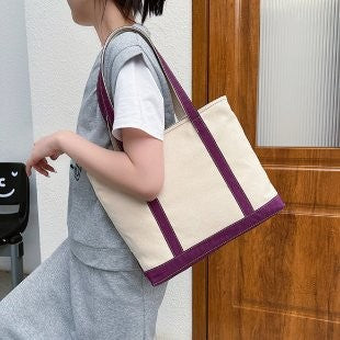 Canvas Boat Tote Bag with Contrast Trim