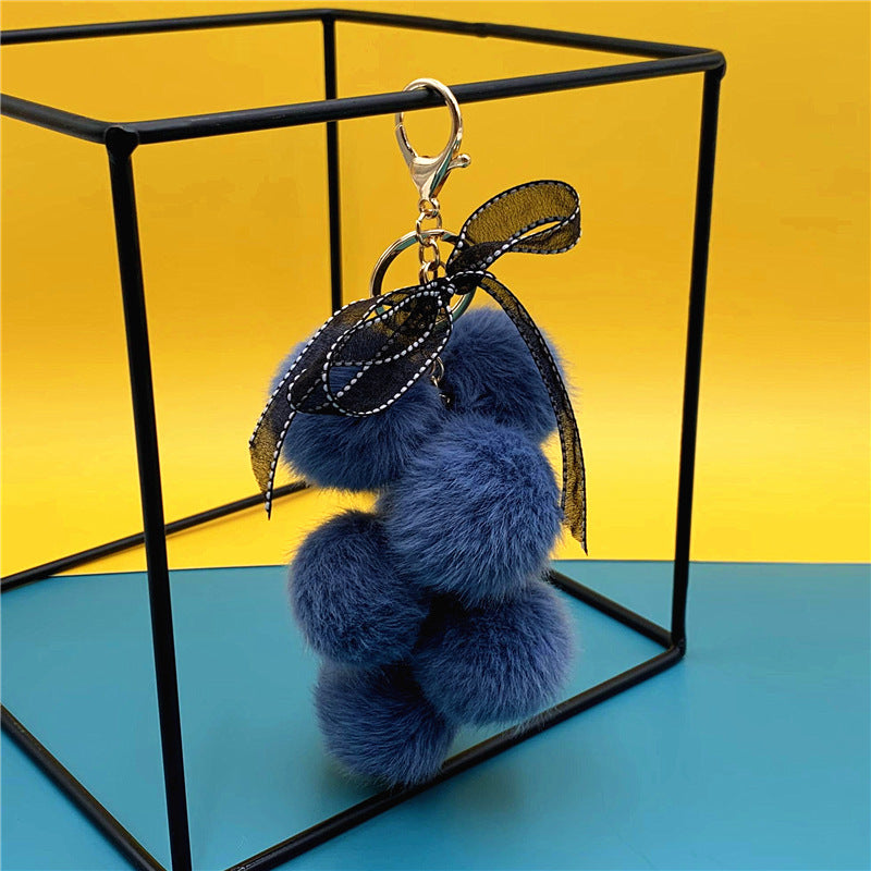 Grape Cluster Pom Pom Bag Charm - Blue