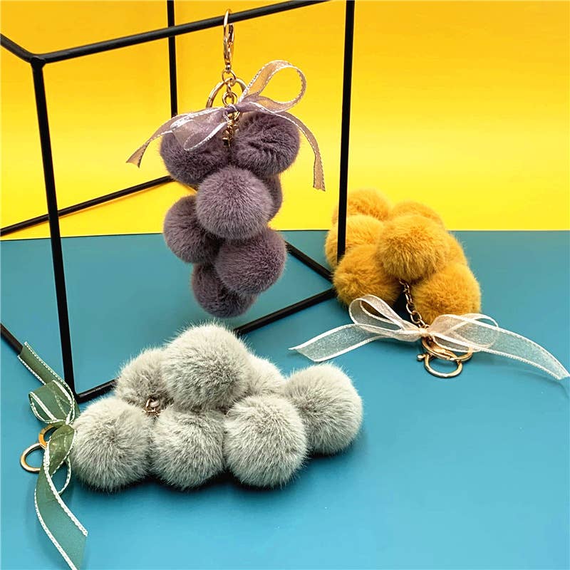 Grape Cluster Pom Pom Bag Charm