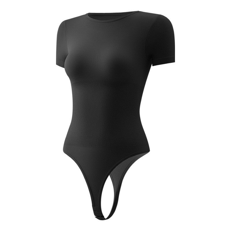 Short Sleeve Crew Neck Sculpting Thong Bodysuit