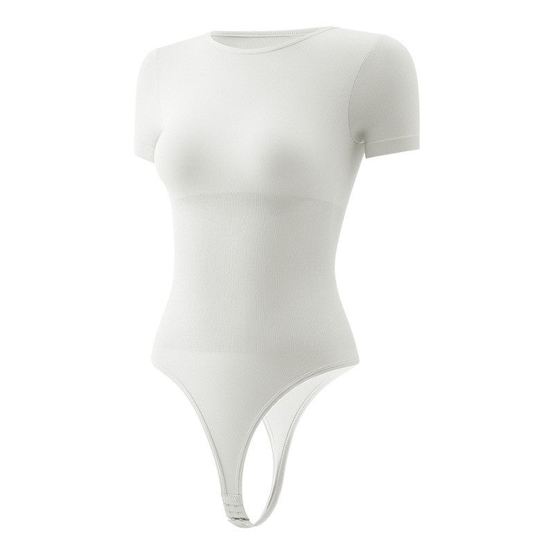Short Sleeve Crew Neck Sculpting Thong Bodysuit