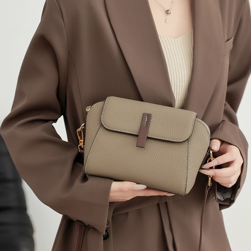 Pebbled Leather Shell Crossbody Bag