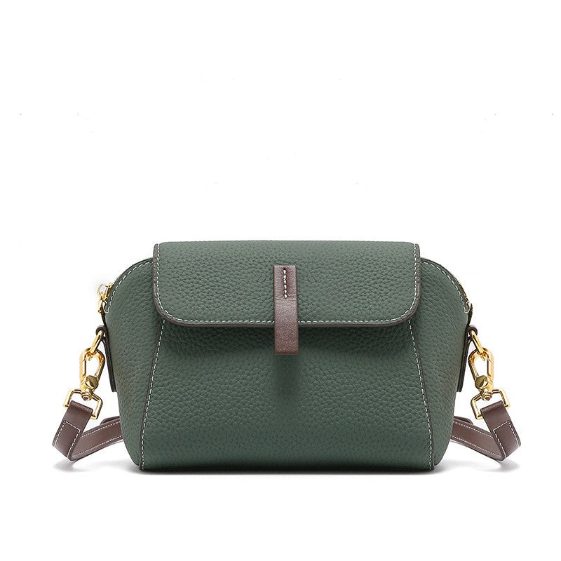 Pebbled Leather Shell Crossbody Bag