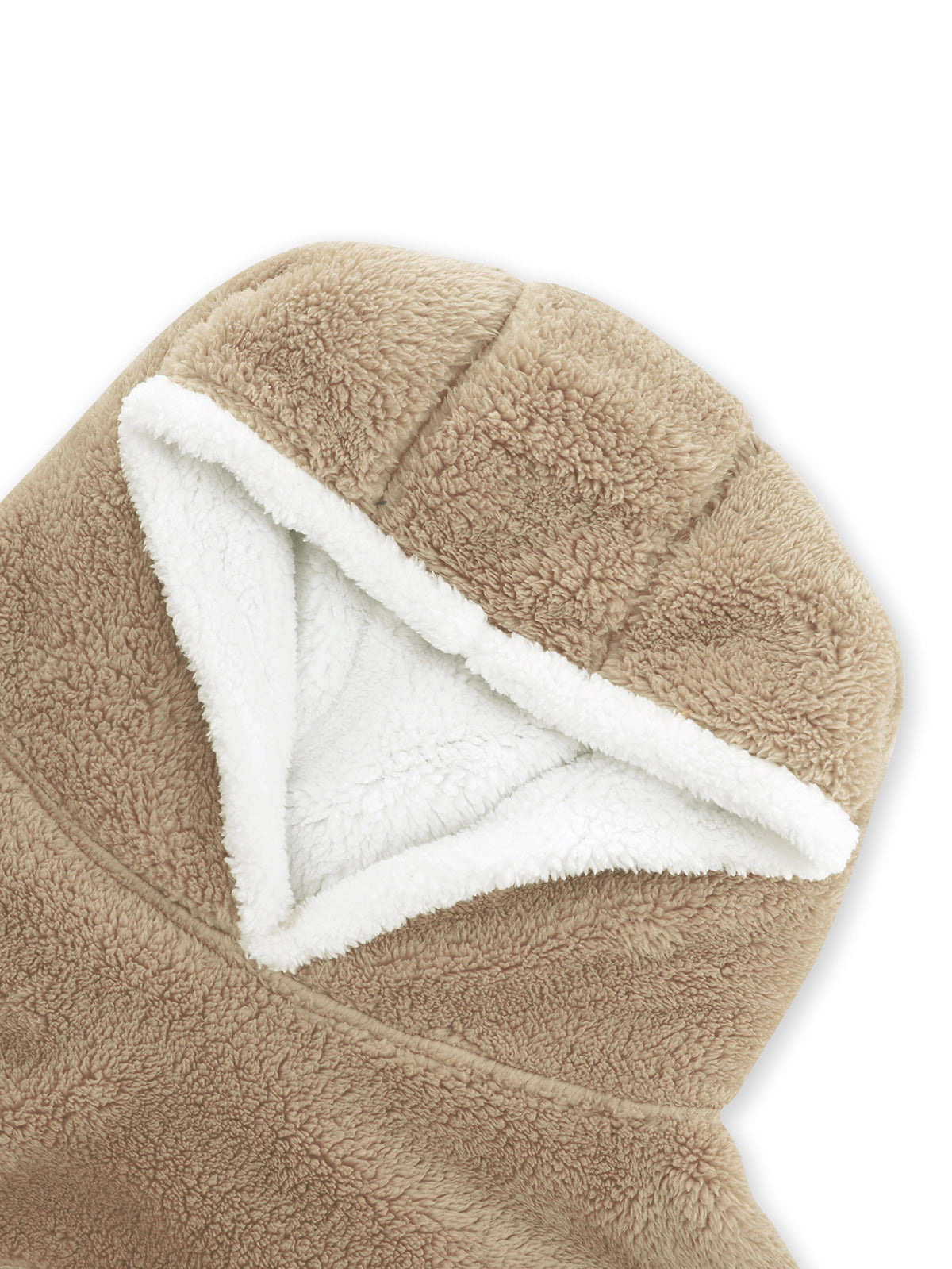 Sherpa Lined Hooded Maxi Lounge Robe - Apricot - 1