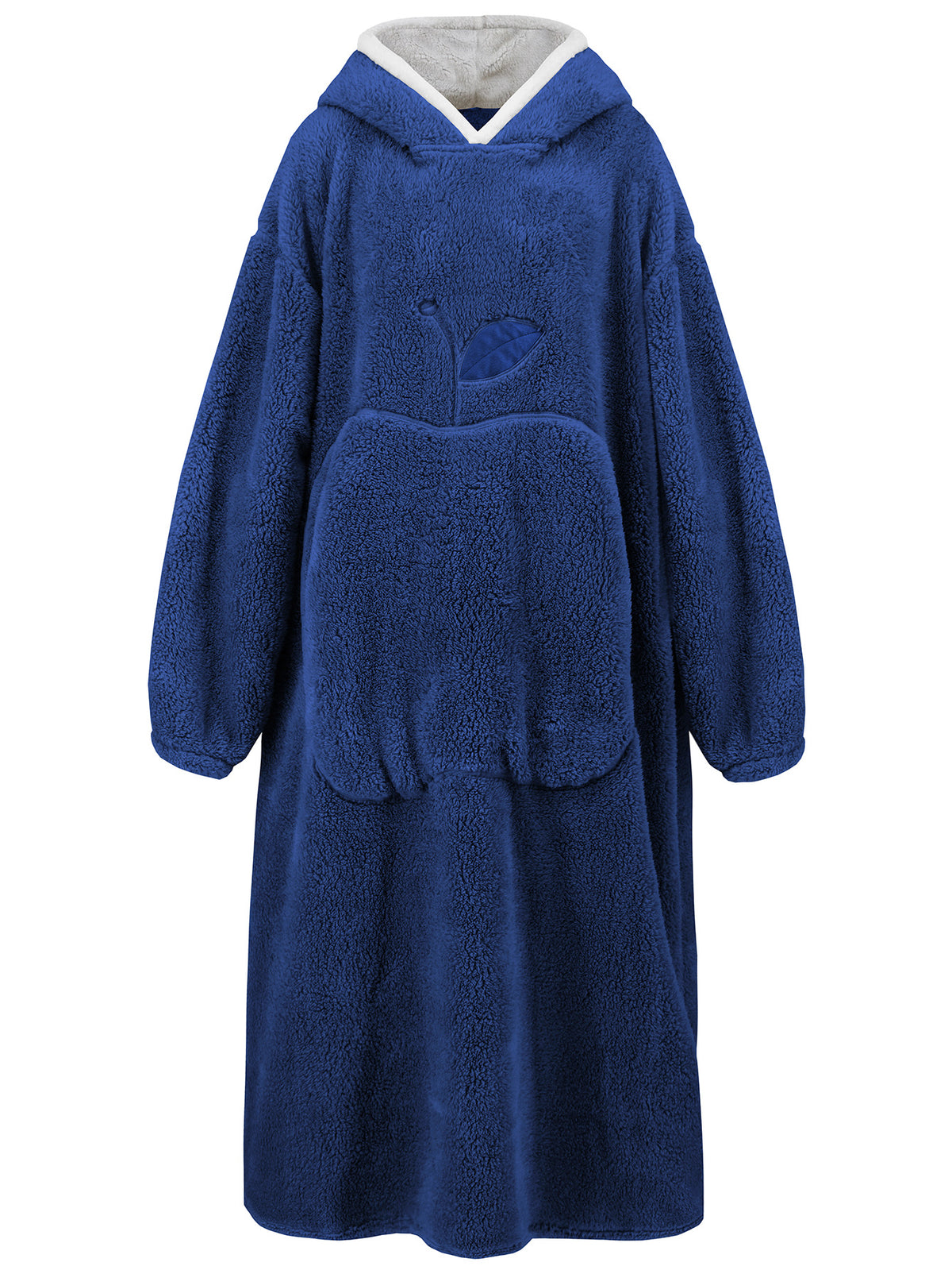 Sherpa Lined Hooded Maxi Lounge Robe - Blue