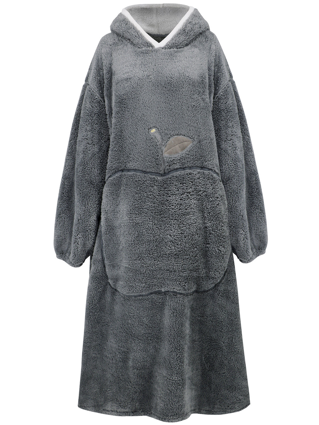 Sherpa Lined Hooded Maxi Lounge Robe - Grey
