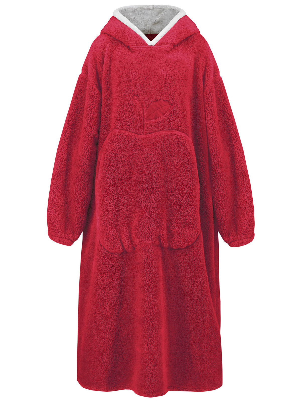 Sherpa Lined Hooded Maxi Lounge Robe - Red
