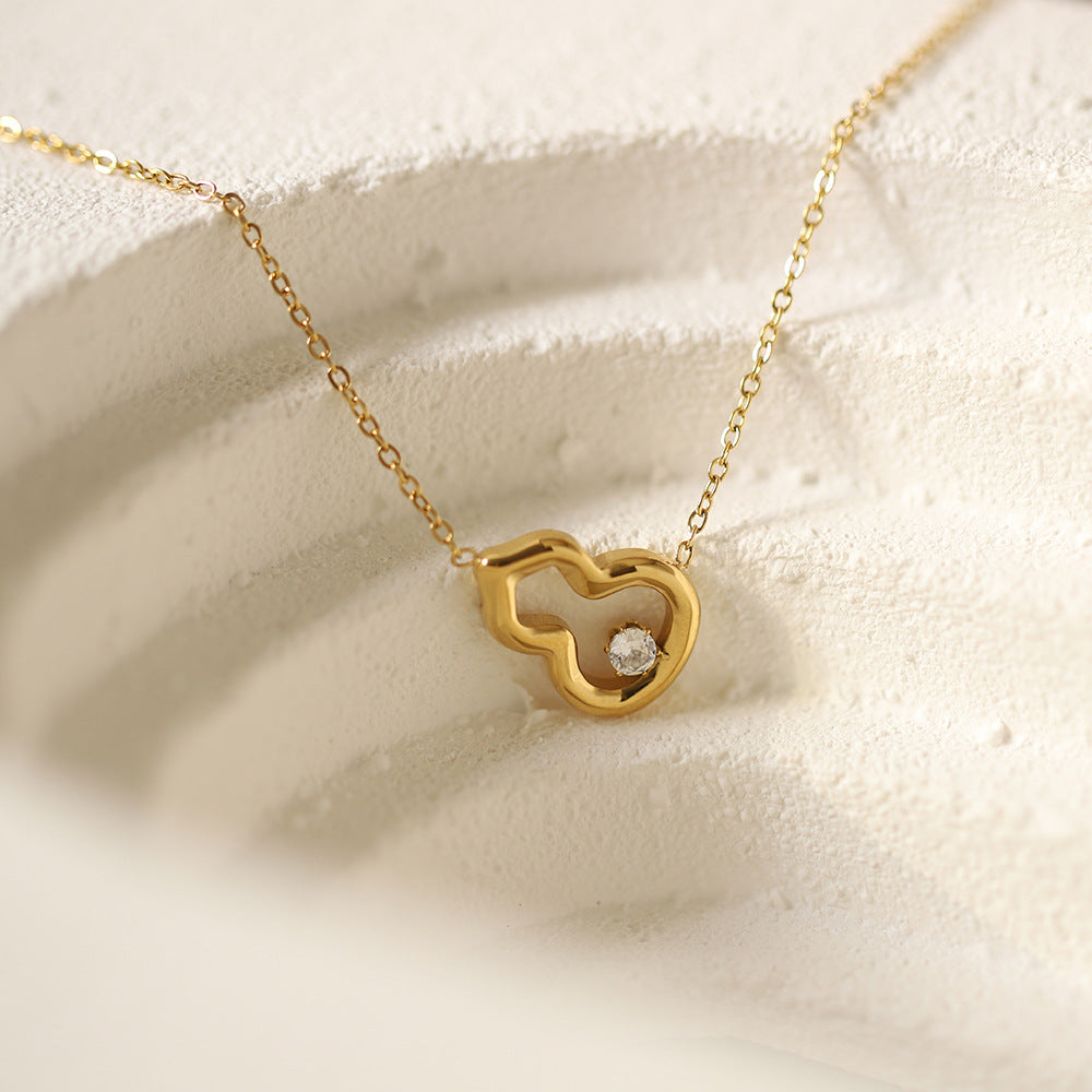 Petite Calabash Charm Chain Necklace - Gold - 4