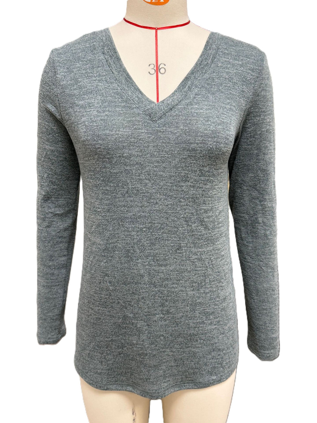 Brushed Knit V Neck Twist Hem Top - Green