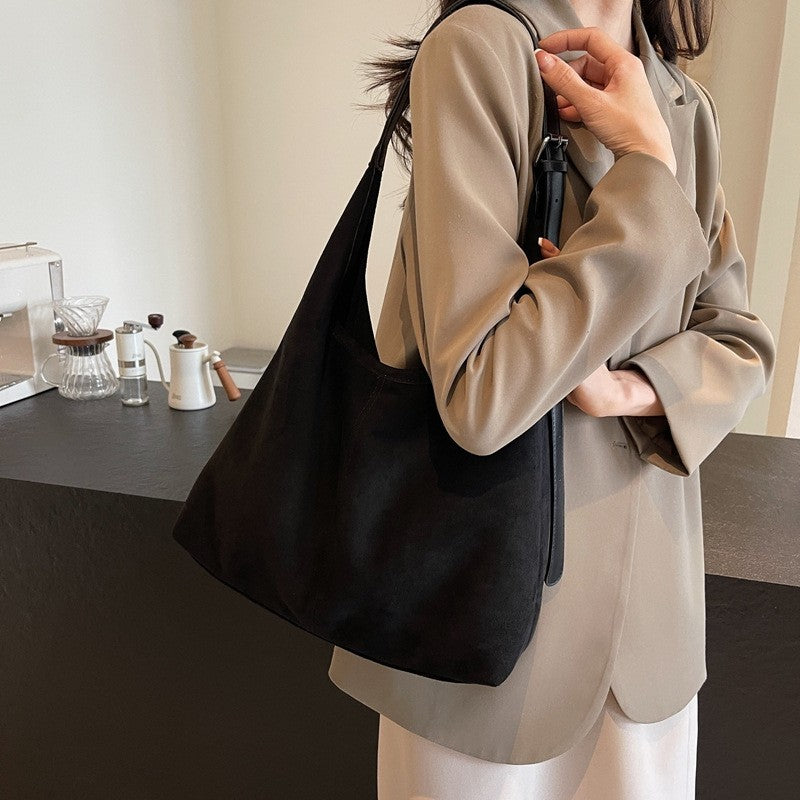 Slouchy Faux Suede Hobo Shoulder Bag