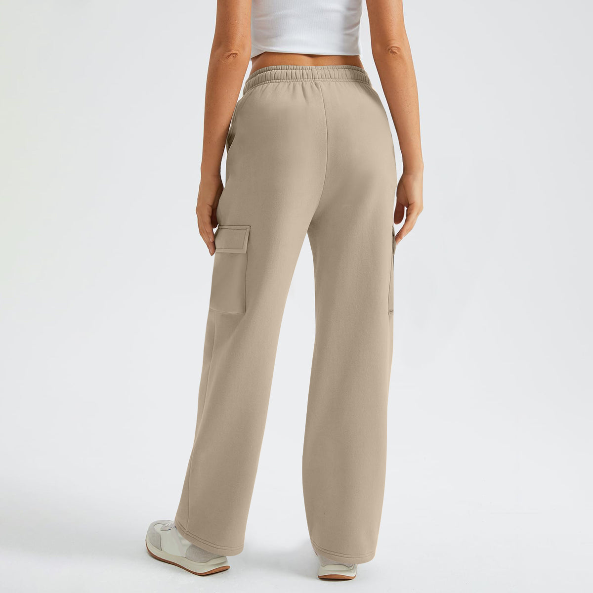 High Waist Drawstring Wide Leg Cargo Pants