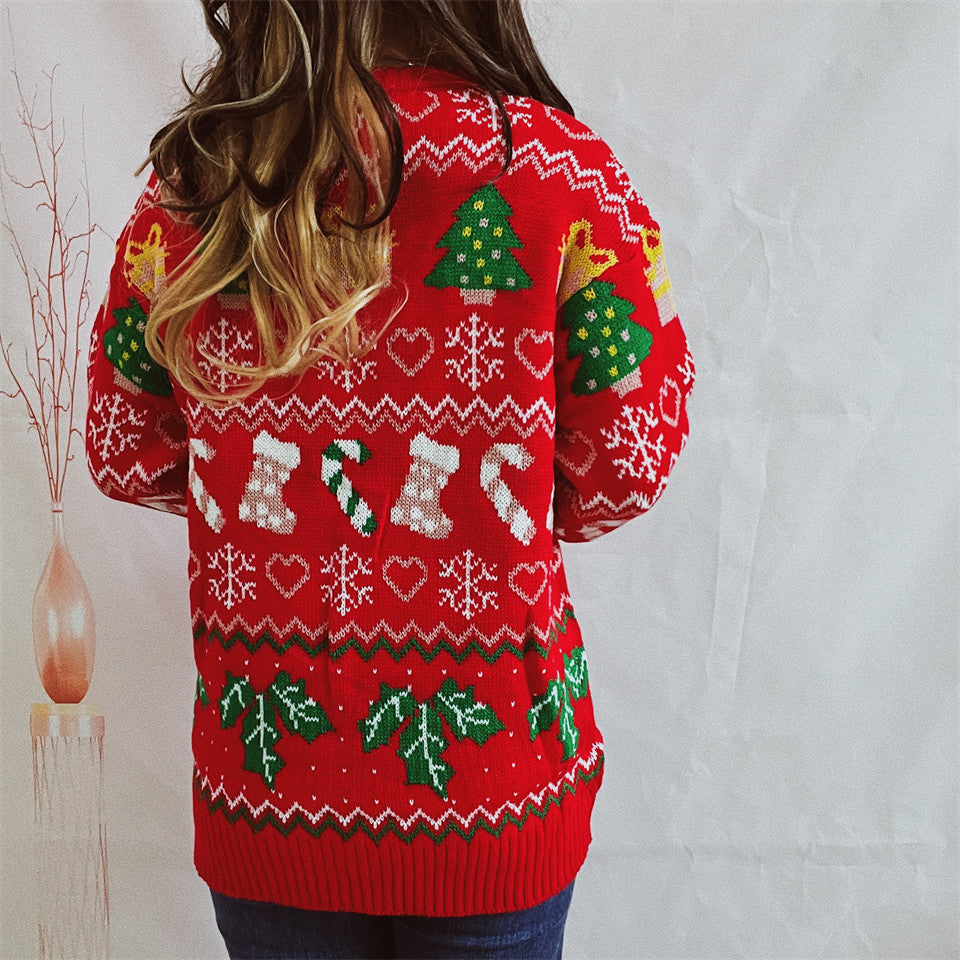 Stocking Candy Cane Fair Isle Christmas Sweater - Red - 2