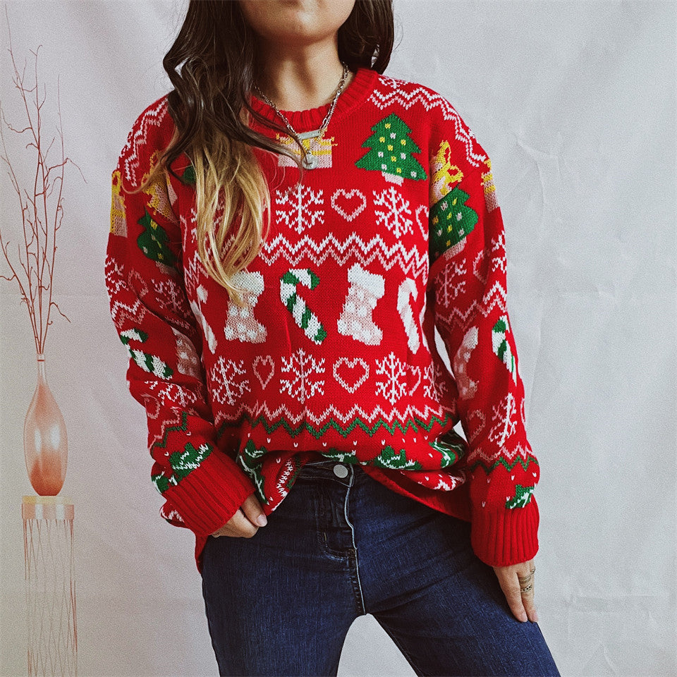 Stocking Candy Cane Fair Isle Christmas Sweater - Red - 3
