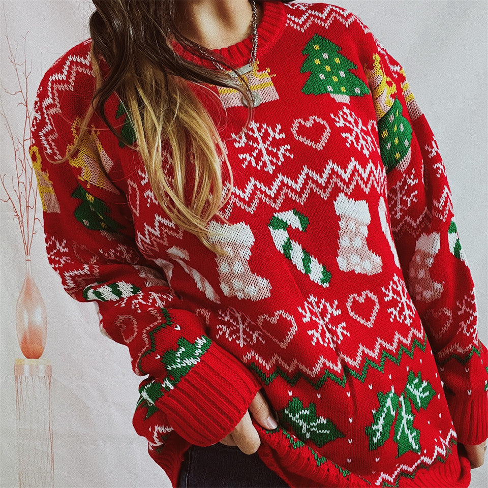 Stocking Candy Cane Fair Isle Christmas Sweater - Red - 5