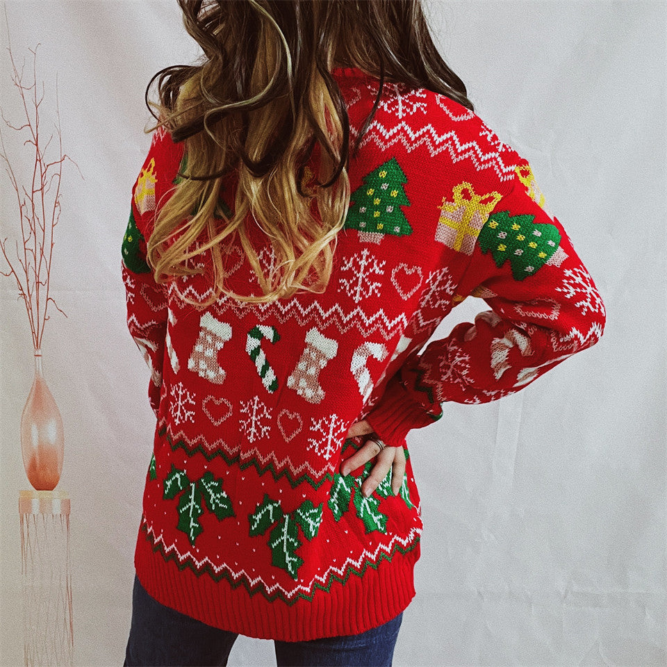 Stocking Candy Cane Fair Isle Christmas Sweater - Red - 6
