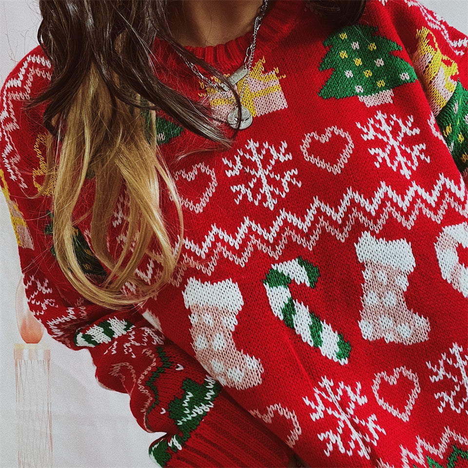 Stocking Candy Cane Fair Isle Christmas Sweater - Red - 7