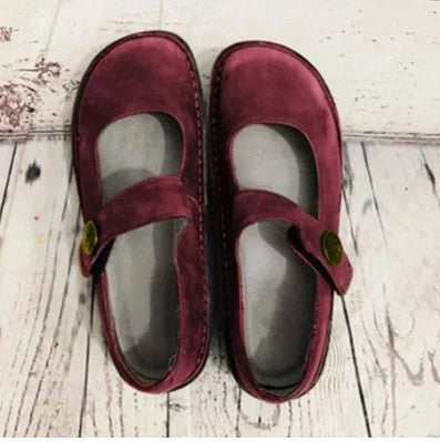Distressed Faux Leather Mary Jane Comfort Shoes