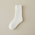 Thick Ribbed Cuff Winter Crew Socks - White