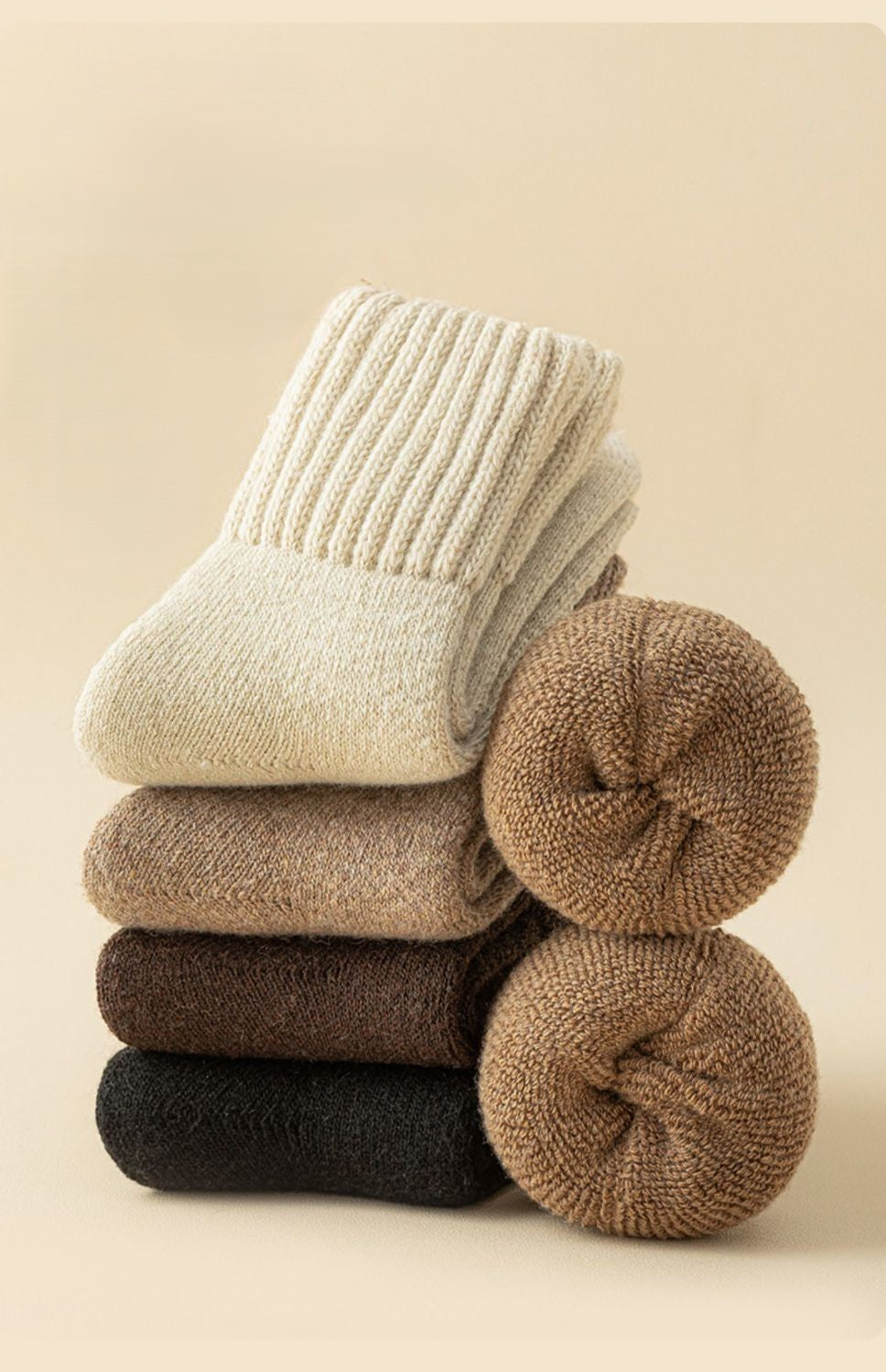 Thick Ribbed Cuff Winter Crew Socks - view 1