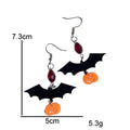 Gothic Bat Charm Beaded Dangle Earrings - Pumpkin