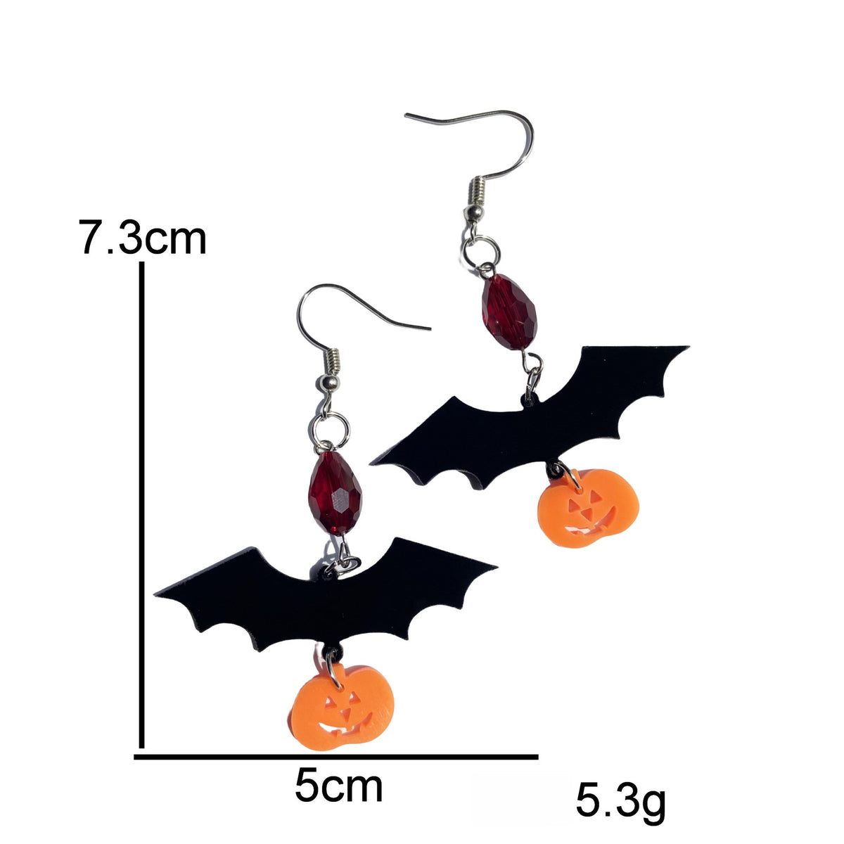 Gothic Bat Charm Beaded Dangle Earrings - Pumpkin