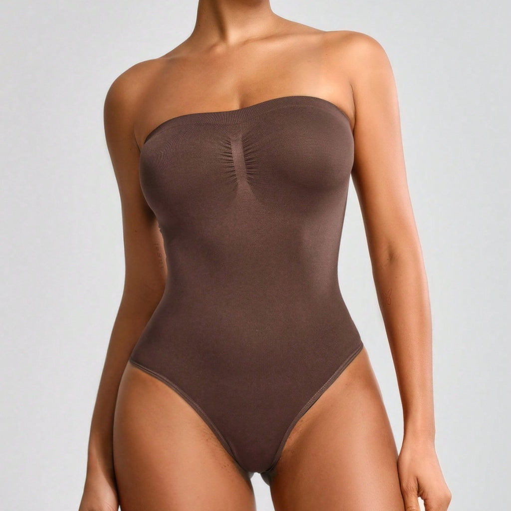 Seamless Strapless Ruched Bust Shaping Bodysuit