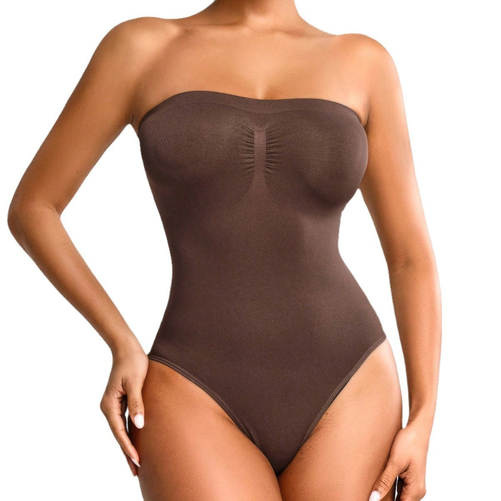 Seamless Strapless Ruched Bust Shaping Bodysuit