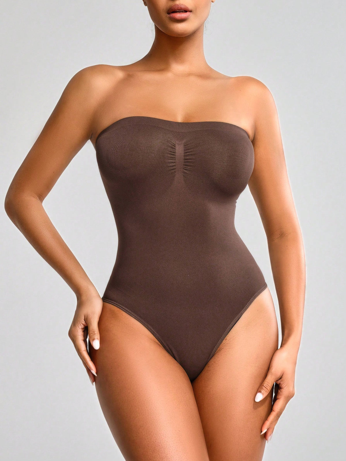 Seamless Strapless Ruched Bust Shaping Bodysuit