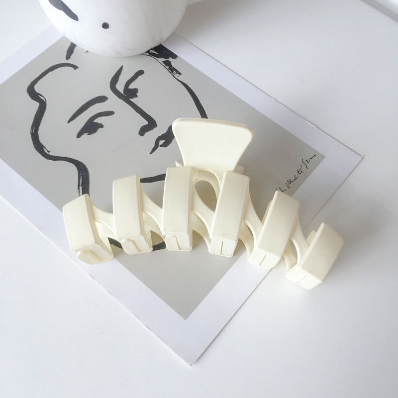 Frosted Matte Wave Hair Claw Clip - Beige