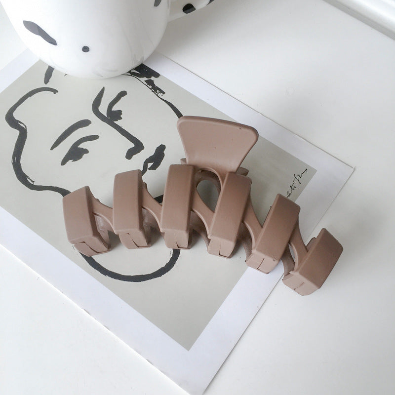 Frosted Matte Wave Hair Claw Clip - Brown