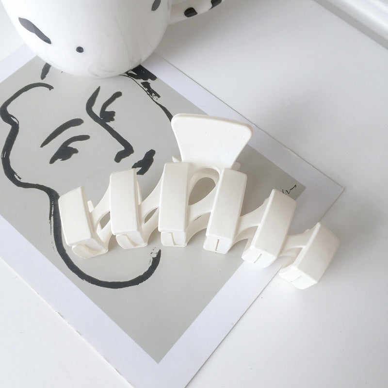 Frosted Matte Wave Hair Claw Clip - White