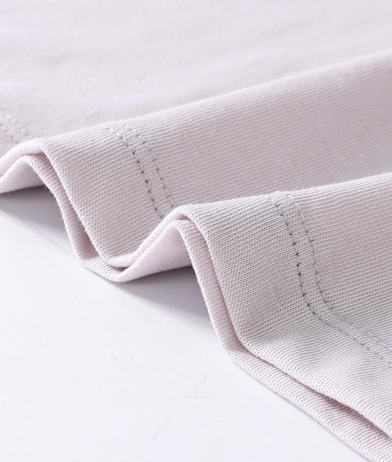 Deep V Neck Slub Cotton Tee - Purple - 4
