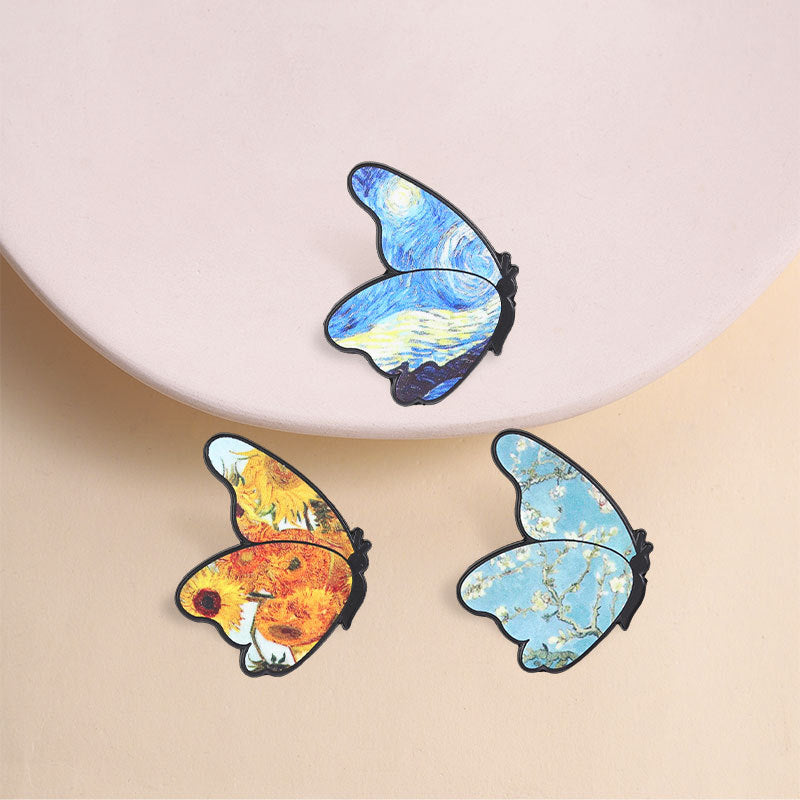 Fine Art Painting Butterfly Enamel Pin Brooch